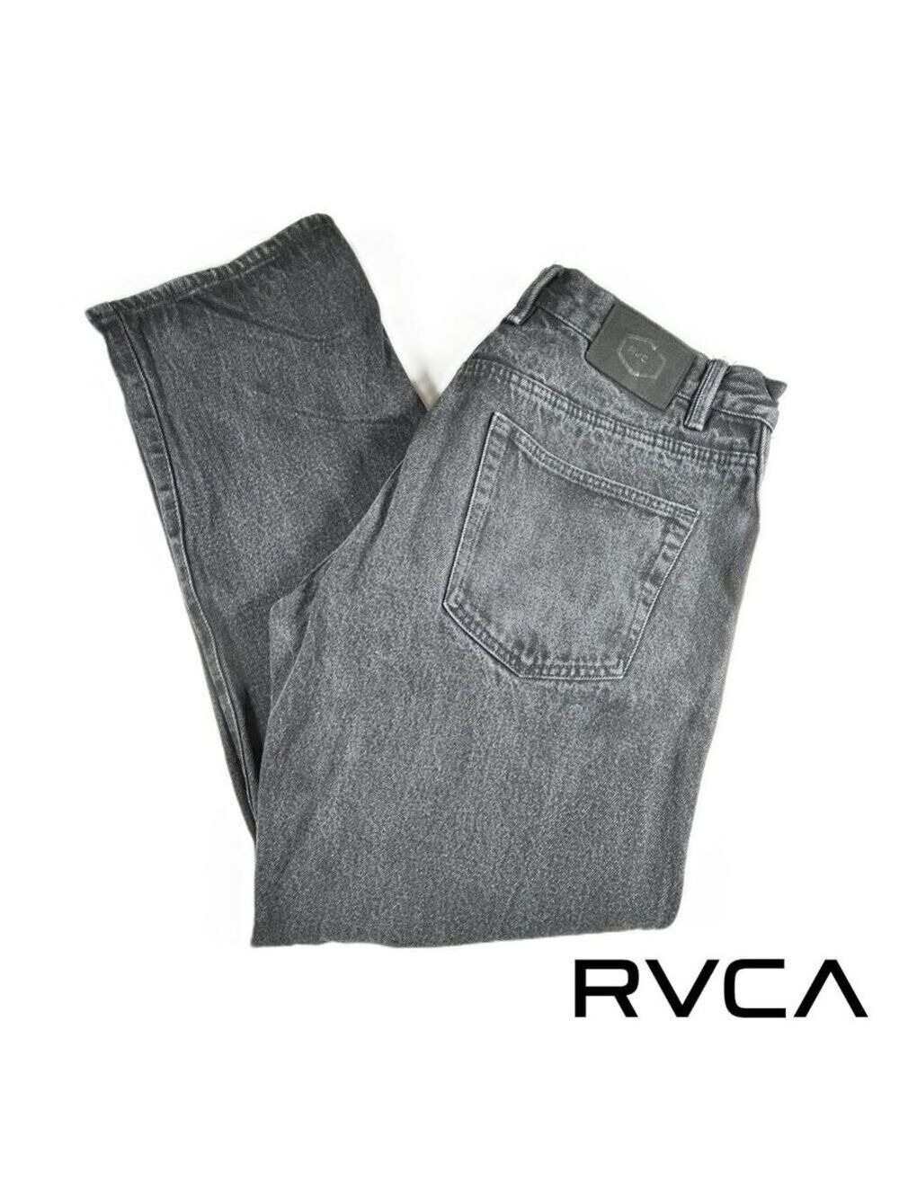 RVCA Men's Americana Relaxed Fit Button Fly Denim Jeans, Black 30Wx30L